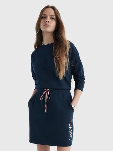 Női Tommy Hilfiger Drawstring Tommy Dresses Kék | HU 60TCE